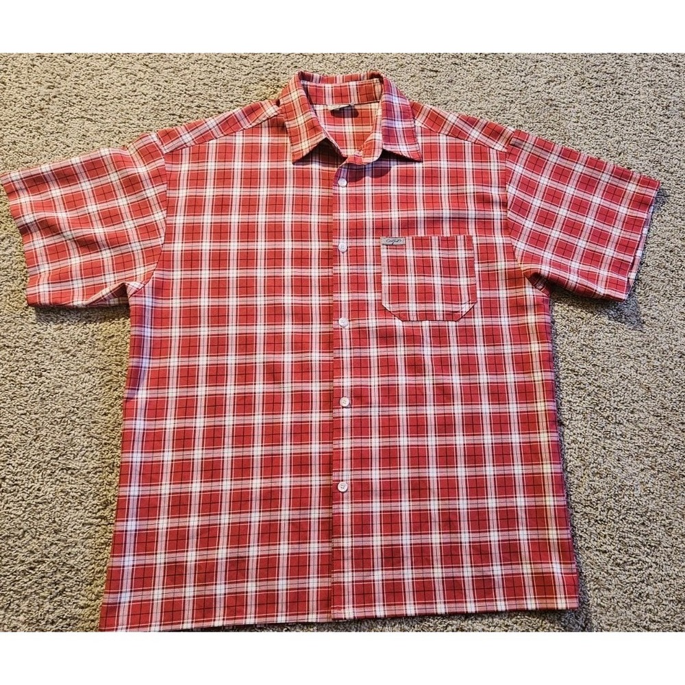 Vintage CalTop Shirt Mens‎ 3XL Red White Plaid Button Up Casual Y2K 90s Pocket